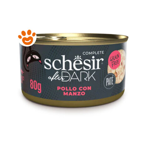 Schesir Cat After Dark Complete Paté di Pollo con Manzo  - Schesir Cat After Dark Complete Paté di Pollo con Manzo - Lattina Da 80 Gr