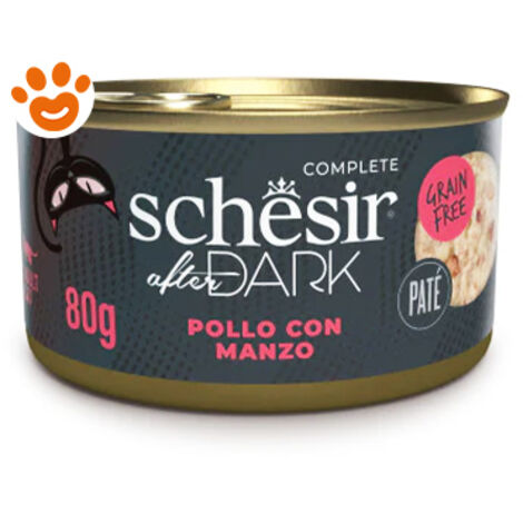Schesir Cat After Dark Complete Paté di Pollo con Manzo  - Schesir Cat After Dark Complete Paté di Pollo con Manzo - Lattina Da 80 Gr