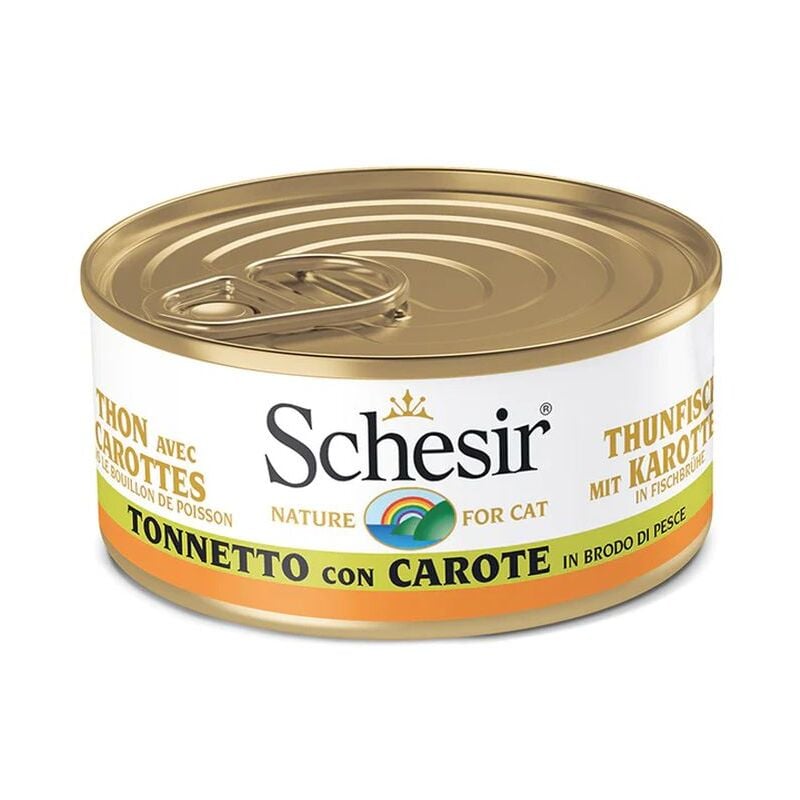 Gatto Brodo Lattina 70gr Tonnetto con Carote in brodo di Pesce - Schesir