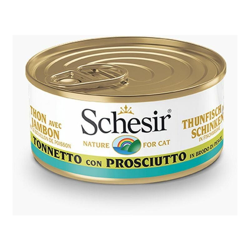 Gatto Brodo Lattina 70gr Tonnetto con Prosciutto in brodo di Pesce - Schesir