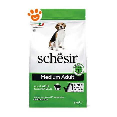 Schesir Dog Medium Adult Mantenimento Agnello  - Schesir Dog Medium Adult Mantenimento Agnello - Sacco Da 3 Kg