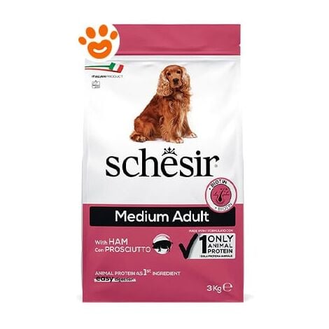 Schesir Dog Medium Adult Mantenimento Prosciutto  - Schesir Dog Medium Adult Mantenimento Prosciutto - Sacco Da 3 Kg