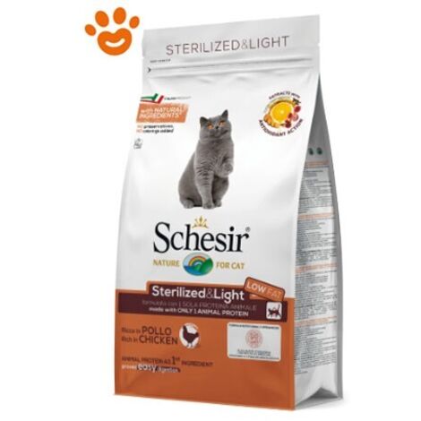 Schesir Dry Cat Sterilized & Light per Gatto con Pollo