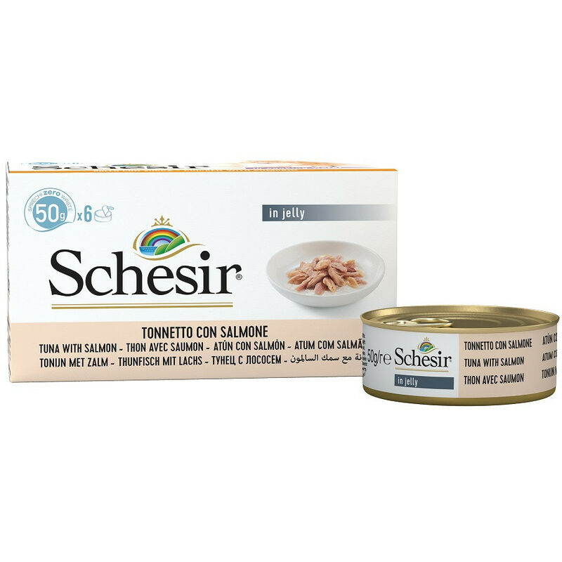 Gatto in Gelatina Confezione da 6 x 50g Tonnetto e Salmone - Schesir