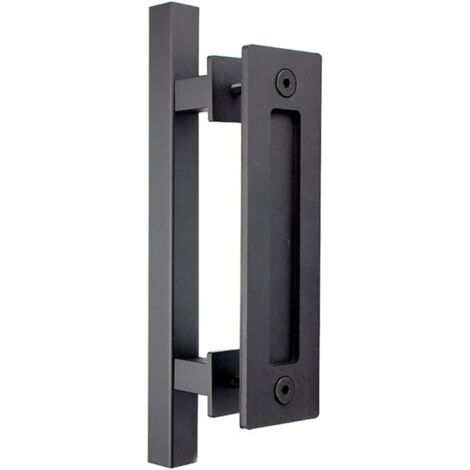 Scheunentorgriff, quadratischer Zug und bündige Montage von Schiebetürgriffen – robuste Hardware für Scheunentore, Schranktüren, Schuppen, Mattschwarz (30 cm)
