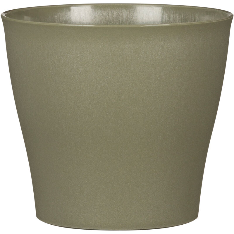 328/13, Pot de fleurs/plantes, rond en plastique couleur: Khaki, 13 cm de diamètre, 11 cm de hauteur, 0,9 l vol. - Scheurich