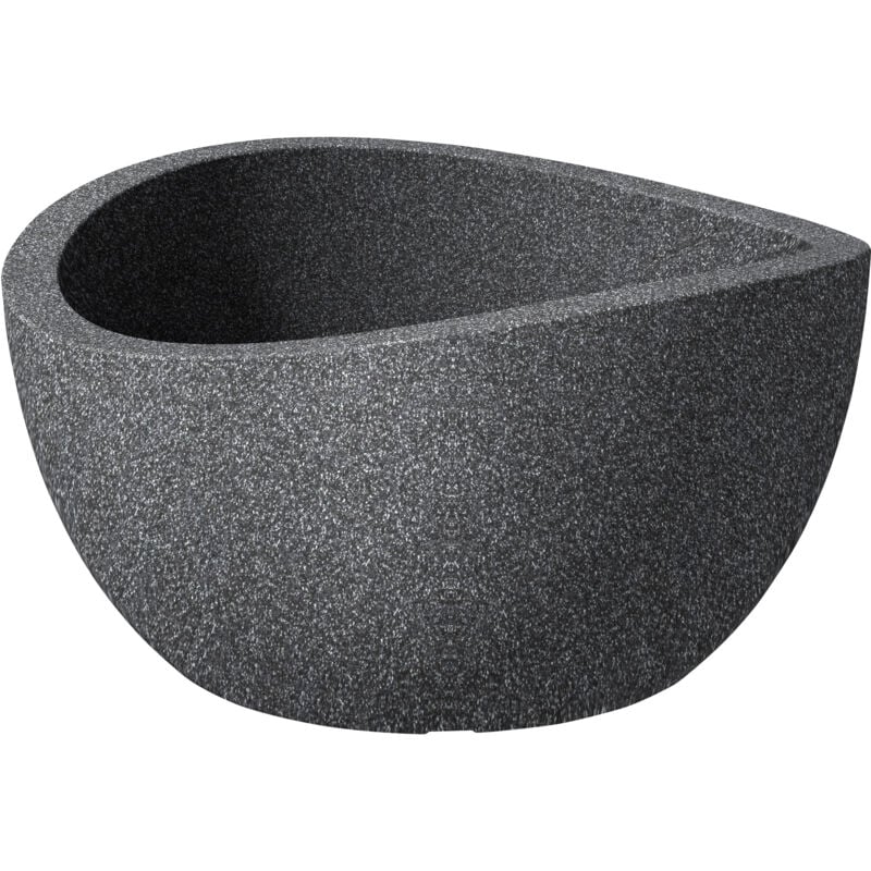 Scheurich - Wave Globe Bowl 40, pot à fleurs/jardinière, cylindrique, coloris: Granit noir, fabriqué avec du plastique recyclé, pour l'extérieur