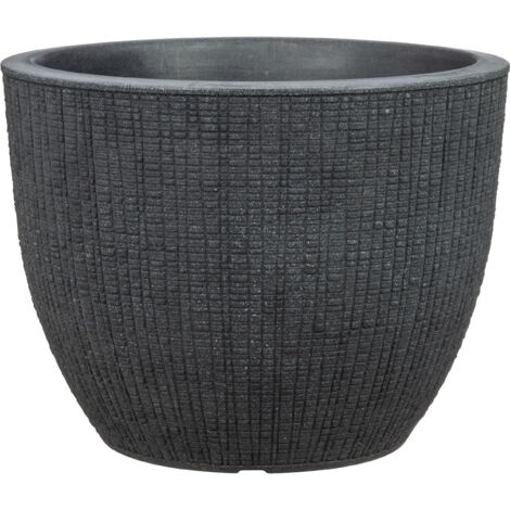 Scheurich Barceo 47, bac à plantes/pot à fleurs/jardinière, cylindrique, coloris: Stony Black, fabriqué avec du plastique recyclé, pour l’extérieur