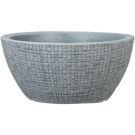 Scheurich Barceo Bowl 40, Pflanzschale/Blumentopf/Pflanzenschale, rund,  aus Kunststoff Farbe: Stony Grey, 39 cm Durchmesser, 18 cm hoch, 14,5 l Vol.