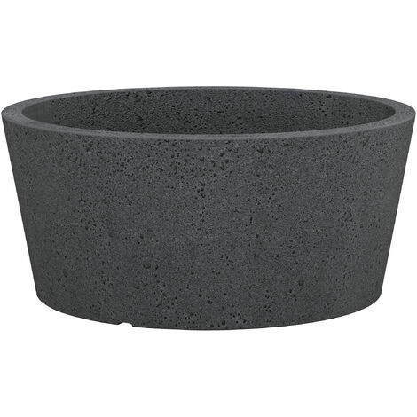 Scheurich C-Cone 40, Pflanzschale/Blumentopf/Pflanzkübel, rund,  aus Kunststoff Farbe: Stony Black, 39 cm Durchmesser, 17,5 cm hoch, 15 l Vol.