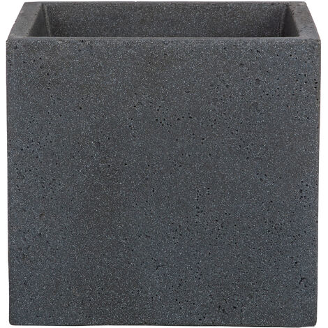 Scheurich C-Cube 30, Pflanzgefäß/Blumentopf/Pflanzkübel, quadratisch,  aus Kunststoff Farbe: Stony Black, 28,5 cm Durchmesser, 27 cm hoch, 18 l Vol.
