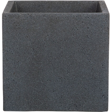 Scheurich C-Cube 40, bac à plantes/pot à fleurs/jardinière, carré, coloris: Stony Black, fabriqué avec du plastique recyclé, pour l’extérieur