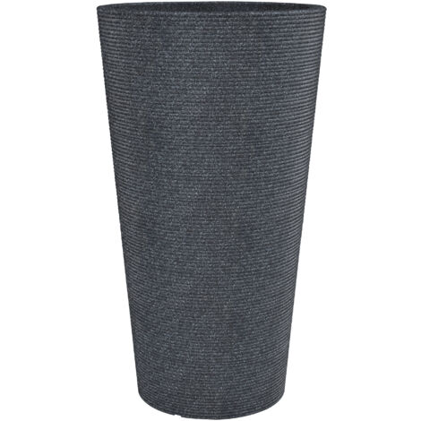 Scheurich Coneo High 55, vase/pot à fleurs/jardinière, cylindrique, coloris: Granit noir, fabriqué avec du plastique recyclé, pour l’extérieur