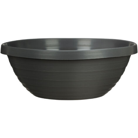 Scheurich Country Star 30, Pflanzschale/Blumentopf/Pflanzkübel, rund,  aus Kunststoff Farbe: Metallic Grey, 29 cm Durchmesser, 11,1 cm hoch, 3,8 l Vol.