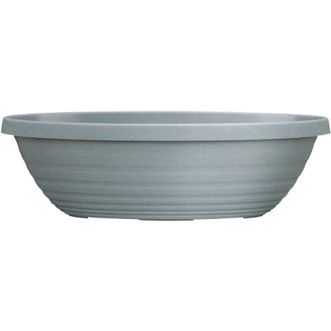 Scheurich Country Star Jardiniere 49, Pflanzschale/Blumentopf/Pflanzkübel, oval, aus Kunststoff Farbe: Granite Grey, 49 cm Breite, 19 cm Tiefe, 14,8 cm hoch, 6 l Vol.
