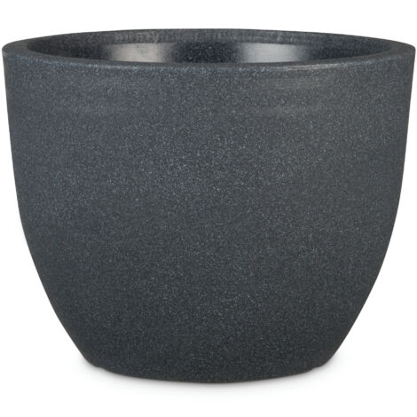 Scheurich Firenze 40, Pflanzgefäß/Blumentopf/Pflanzkübel, rund, aus Kunststoff Farbe: Schwarz-Granit, 39,6 cm Durchmesser, 30,7 cm hoch, 24 l Vol.