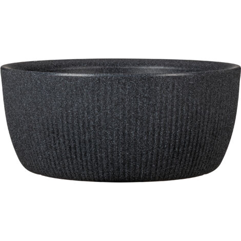 Scheurich Linetto Bowl, Pflanzschale aus Kunststoff, Farbe: Stony Grey, 38,6 cm Durchmesser, 17 cm hoch, 11,9 l Vol.
