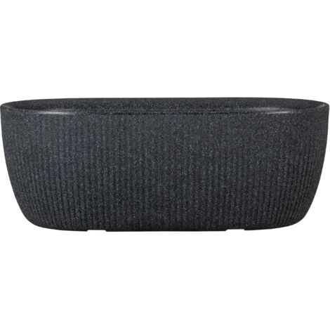 Scheurich Linetto Jardiniere, Pflanzschale aus Kunststoff, Farbe: Stony Black, 17,1 cm hoch, 9,7 l Vol.