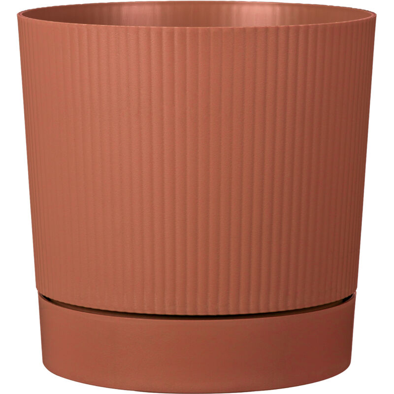 Scheurich LINO+, bac à plantes en plastique, couleur : rouge Sienne, diamètre 39 cm, hauteur 38 cm, volume 32 l.