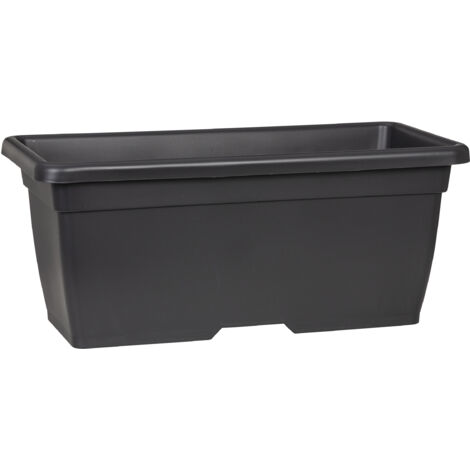 Scheurich Nora Long 60, Pflanzgefäß/Blumentopf/Pflanzkübel, rechteckig, aus Kunststoff, Farbe: Metallic Grey, 62 cm Breite, 31,5 cm Tiefe, 28 cm hoch, 93,6 l Vol.