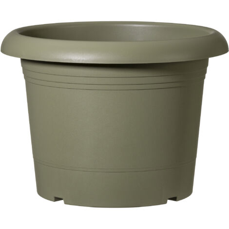 Scheurich OLIVER, Pflanzgefäß aus Kunststoff, Farbe: Moss Green, 30 cm Durchmesser, 21 cm hoch, 8,3 l Vol.