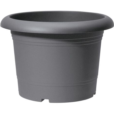Pflanzgefäß Oliver Ø 50 cm – rund – metallic grau – für Innen- und Außenbereich – 37,5 Liter Volumen – hochwertiger Kunststoff – Scheurich