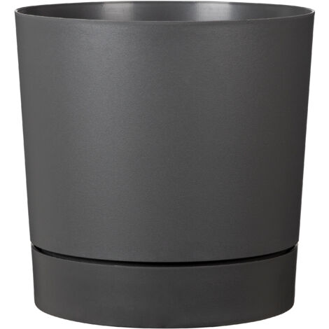 Scheurich PLANO+, Pflanzgefäß aus Kunststoff, Farbe: Metallic Grey, 28,8 cm Durchmesser, 29 cm hoch, 13 l Vol.