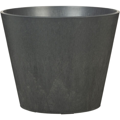 Scheurich Purista+ 40, Pflanzgefäß/Pflanzkübel, rund,  aus Kunststoff Farbe: Carbon, 36,6 cm Durchmesser, 32,3 cm hoch, 21 l Vol.