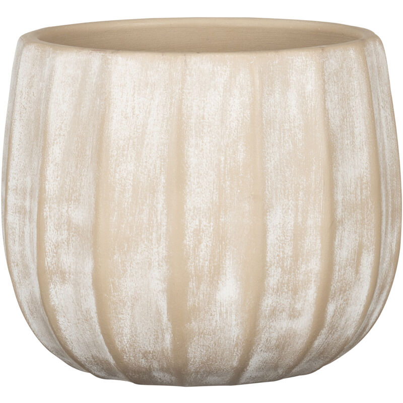 Runa, pot de fleurs en céramique, couleur: Washed Cream, 15,36 cm de diamètre, 13,5 cm de hauteur, 4,3 l vol. - Scheurich