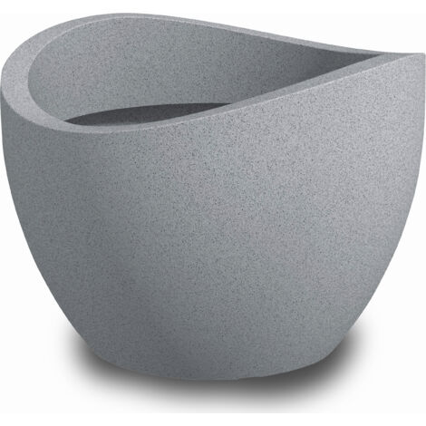 Scheurich Wave Globe 60, Pflanzgefäß/Blumentopf/Pflanzkübel, rund, aus Kunststoff Farbe: Stony Grey, 59,5 cm Durchmesser, 44,5 cm hoch, 68 l Vol.
