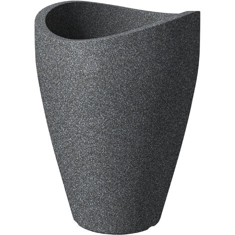 Scheurich Wave Globe High 40, Hochgefäß/Blumentopf/Pflanzkübel, rund,  aus Kunststoff Farbe: Schwarz-Granit, 29,5 cm Durchmesser, 40 cm hoch, 6 l Vol.