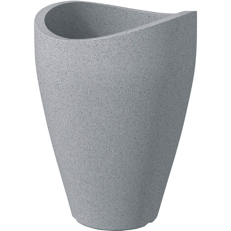 Scheurich Wave Globe High 40, Hochgefäß/Blumentopf/Pflanzkübel, rund,  aus Kunststoff Farbe: Stony Grey, 29,5 cm Durchmesser, 40 cm hoch, 6 l Vol.