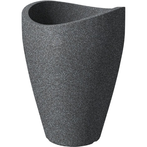 Scheurich Wave Globe High 67, vase/pot à fleurs/jardinière, cylindrique, coloris: Granit noir, fabriqué avec du plastique recyclé, pour l’extérieur