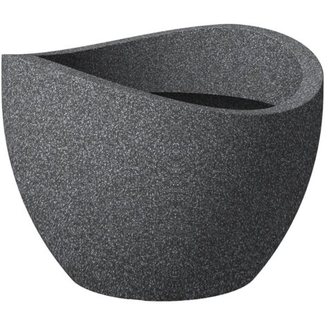 Scheurich - Wave Globe, Vaso effetto granito, colore: Granito Nero (Schwarz-Granit), Ø 40 cm, altezza: 30 cm
