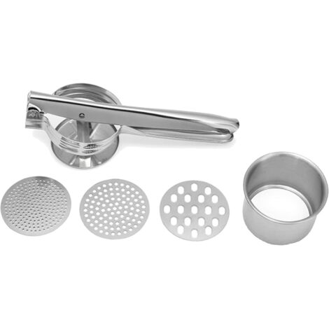 Schiacciapatate manuale in acciaio inox, schiacciapatate, con 3 dischi intercambiabili, per frutta, verdura, cibo, porridge di verdure, facile da pulire, versatile, grande capacità