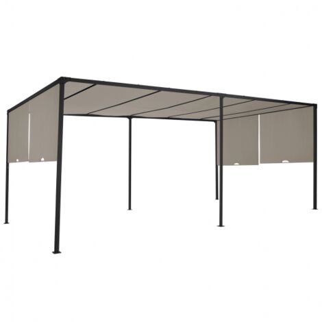 Schiebepergola 2 Pans 3x6 M Garten Belvedere Tuch Taupe