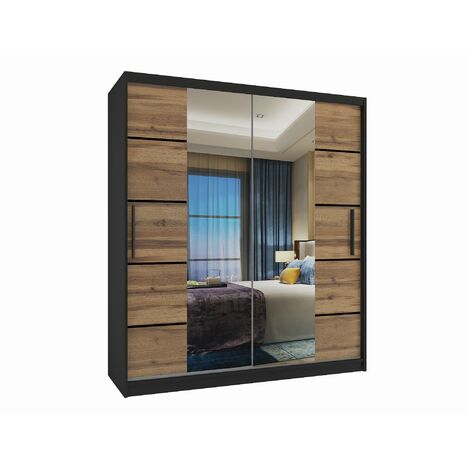 Schiebeschrank Belini 133 cm Mit Schubladen mit Spiegel grau anthrazit graphit Hersteller