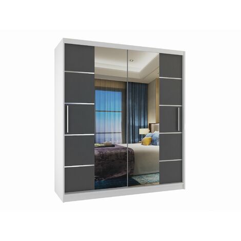 Schiebeschrank Belini 133 cm Mit Schubladen mit Spiegel grau stahlglänzend Hersteller