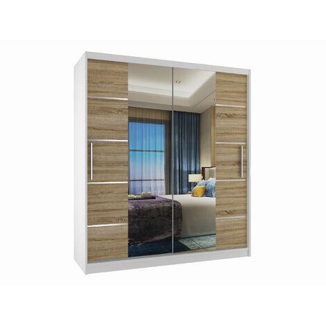 Schiebeschrank Belini 133 cm Mit Schubladen mit Spiegel weiß glänzend Hersteller