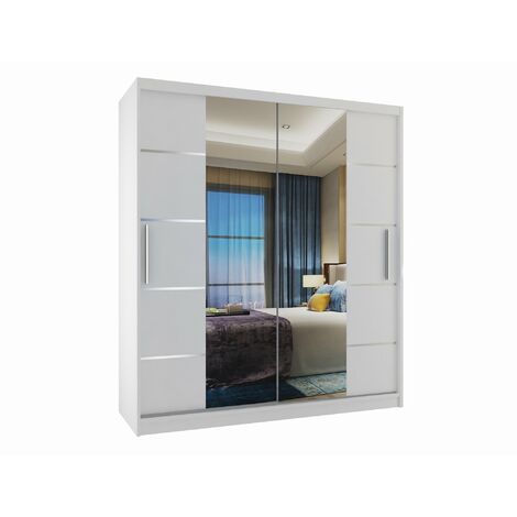 Schiebeschrank Belini 133 cm Mit Schubladen mit Spiegel weiß glänzend Hersteller