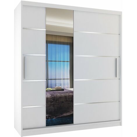 Schiebeschrank Belini 133 cm Mit Schubladen mit Spiegel weiß matt Hersteller