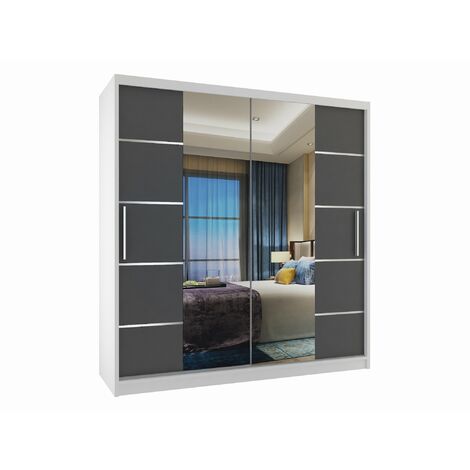 Schiebeschrank Belini 158 cm Mit Schubladen mit Spiegel grau stahlglänzend Hersteller