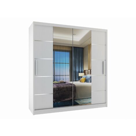 Schiebeschrank Belini 158 cm Mit Schubladen mit Spiegel weiß glänzend Hersteller