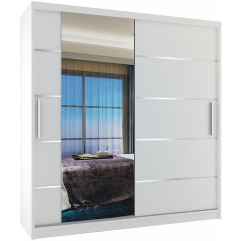 Schiebeschrank Belini 158 cm Mit Schubladen mit Spiegel weiß matt Hersteller