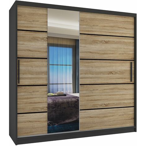 Schiebeschrank Belini 200 cm Mit Schubladen mit Spiegel eiche wotan eiche sonoma Hersteller