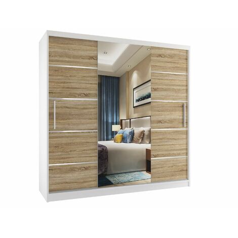Schiebeschrank Belini 200 cm Mit Schubladen mit Spiegel eiche wotan eiche sonoma Hersteller