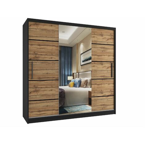 Schiebeschrank Belini 200 cm Mit Schubladen mit Spiegel eiche wotan eiche sonoma Hersteller