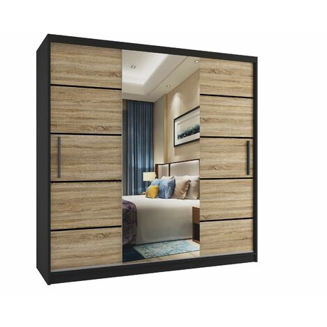 Schiebeschrank Belini 200 cm Mit Schubladen mit Spiegel eiche wotan eiche sonoma Hersteller