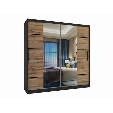 Schiebeschrank Belini 200 cm Mit Schubladen mit Spiegel eiche wotan eiche sonoma Hersteller