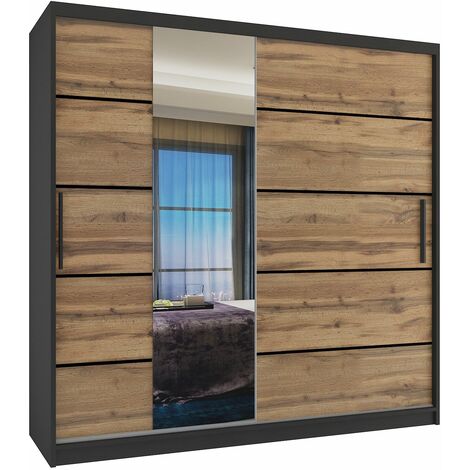 Schiebeschrank Belini 200 cm Mit Schubladen mit Spiegel eiche wotan eiche sonoma Hersteller